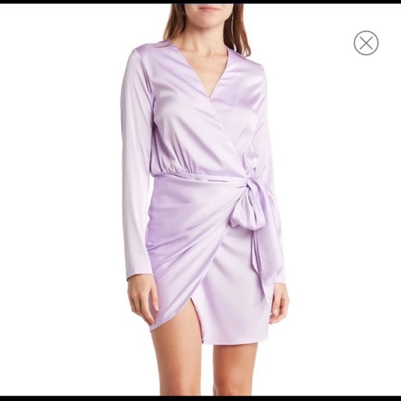 Satin Long Sleeve Minidress - Picture 1 of 4